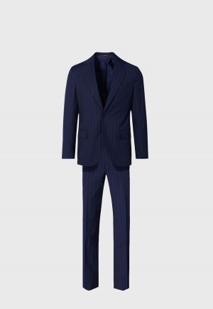 Paul Stuart All Year Wool Stripe Navy | NZ_PAUL75589