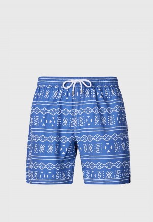 Paul Stuart Batik Print Swim Trunk Dark Blue | NZ_PAUL15998