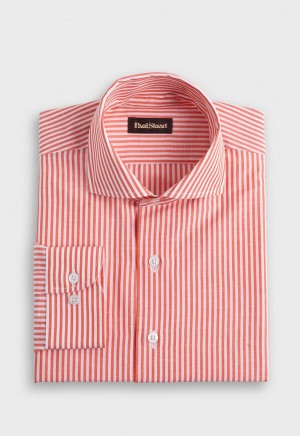 Paul Stuart Bengal Stripe Cotton & Linen Orange | NZ_PAUL22800
