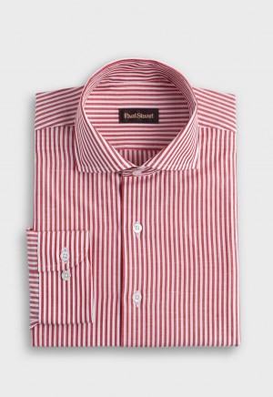 Paul Stuart Bengal Stripe Cotton & Linen Red | NZ_PAUL86813