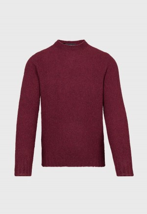Paul Stuart Bouclé Knit Crewneck Burgundy | NZ_PAUL74782