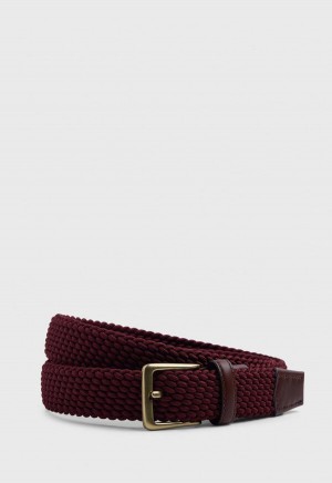 Paul Stuart Braided Stretch Nylon Burgundy | NZ_PAUL36694