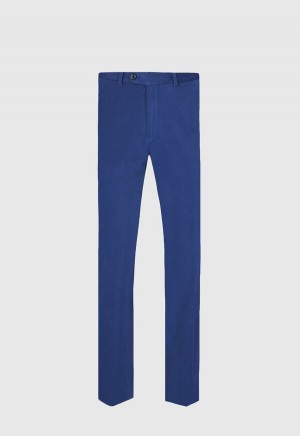 Paul Stuart Brushed Cotton Plain Front Newton Royal Blue | NZ_PAUL61583