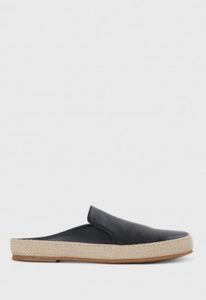 Paul Stuart Caribe Leather Espadrille Black | NZ_PAUL53981