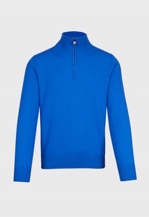 Paul Stuart Cashmere 1/4 Zip Royal Blue | NZ_PAUL99044