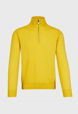 Paul Stuart Cashmere 1/4 Zip Yellow | NZ_PAUL59853