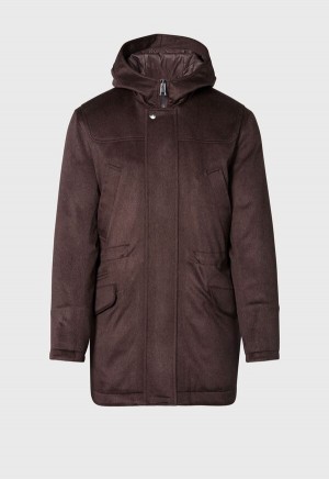 Paul Stuart Cashmere Parka with Hood Dark Brown | NZ_PAUL27788