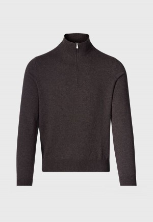 Paul Stuart Cashmere Quarter Zip Pullover Light Brown | NZ_PAUL97121