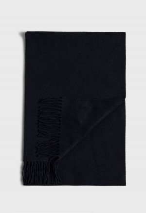 Paul Stuart Cashmere Scarf with Fringe Black | NZ_PAUL79206