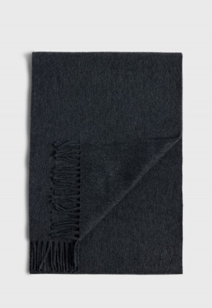 Paul Stuart Cashmere Scarf with Fringe Grey | NZ_PAUL64950
