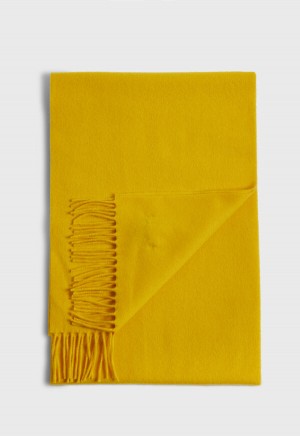 Paul Stuart Cashmere Scarf with Fringe Yellow | NZ_PAUL38187