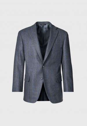 Paul Stuart Cashmere Window Pane Stuart Grey / Blue | NZ_PAUL97878