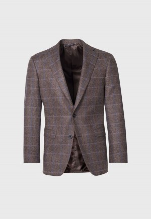 Paul Stuart Cashmere Windowpane Paul Brown / Blue | NZ_PAUL22772