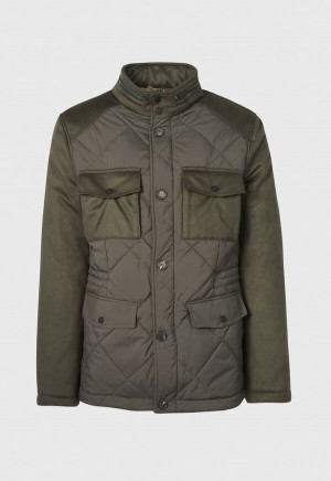 Paul Stuart Cashmere and Microfiber Quilted Field Jacket Olive | NZ_PAUL64120