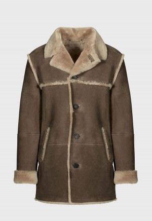 Paul Stuart Classic Shearling Coat Brown | NZ_PAUL81603