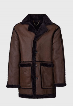 Paul Stuart Cocoa Suede Shearling Coat Brown | NZ_PAUL99104