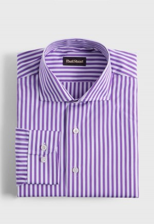 Paul Stuart Cotton Bengal Stripe Purple | NZ_PAUL25348