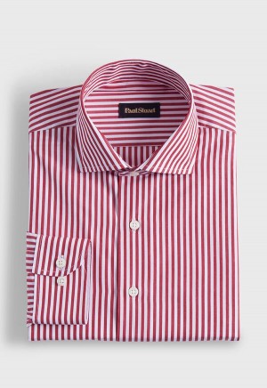 Paul Stuart Cotton Bengal Stripe Red / White | NZ_PAUL49077