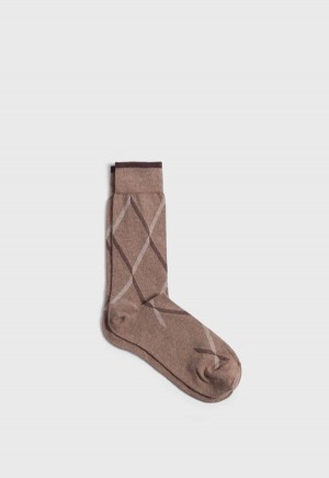 Paul Stuart Cotton Blend Argyle Brown | NZ_PAUL36205