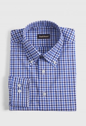 Paul Stuart Cotton Check Blue | NZ_PAUL39418