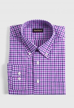 Paul Stuart Cotton Check Purple | NZ_PAUL53061