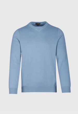 Paul Stuart Cotton Crewneck Light Blue | NZ_PAUL17130