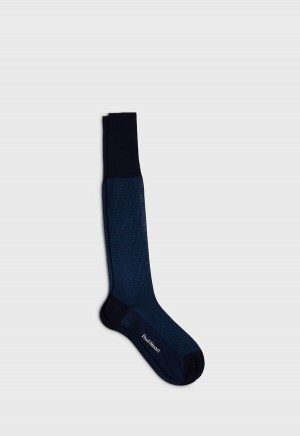 Paul Stuart Cotton Houndstooth Navy | NZ_PAUL49482