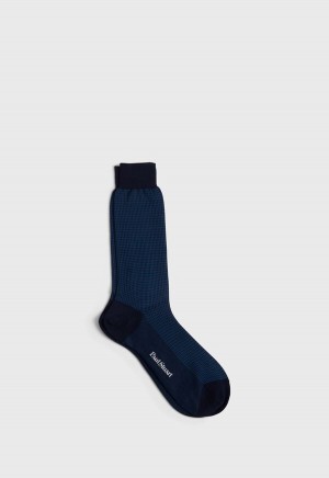 Paul Stuart Cotton Houndstooth Navy | NZ_PAUL63705