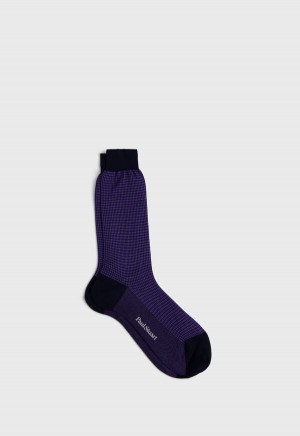 Paul Stuart Cotton Houndstooth Purple / Black | NZ_PAUL76607