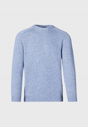 Paul Stuart Cotton Melange Crewneck Light Blue | NZ_PAUL52891