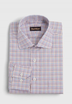 Paul Stuart Cotton Mini Graph Check Purple | NZ_PAUL38327