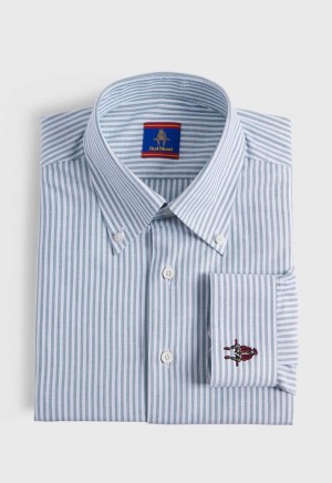Paul Stuart Cotton Oxford Stripe Green | NZ_PAUL68000