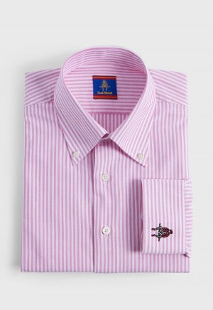 Paul Stuart Cotton Oxford Stripe Red | NZ_PAUL81386