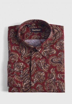 Paul Stuart Cotton Paisley Print Burgundy | NZ_PAUL83806