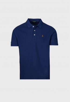 Paul Stuart Cotton Piqué Logo Navy | NZ_PAUL39261