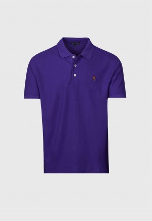 Paul Stuart Cotton Piqué Logo Polo Purple | NZ_PAUL13081