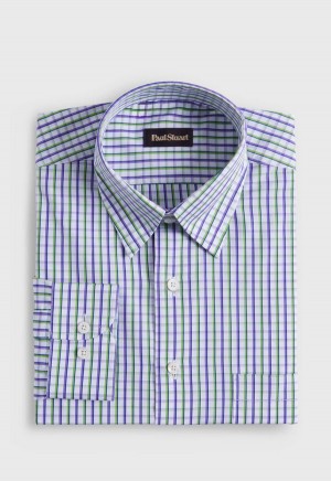Paul Stuart Cotton Tattersall Purple / Green | NZ_PAUL65022
