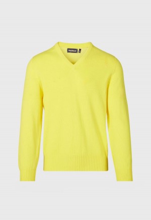 Paul Stuart Cotton V-Neck Lemon | NZ_PAUL21352