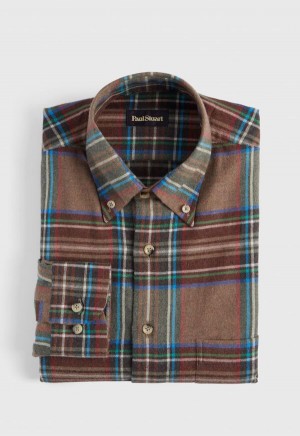 Paul Stuart Exaggerated Plaid Flannel Brown | NZ_PAUL16086