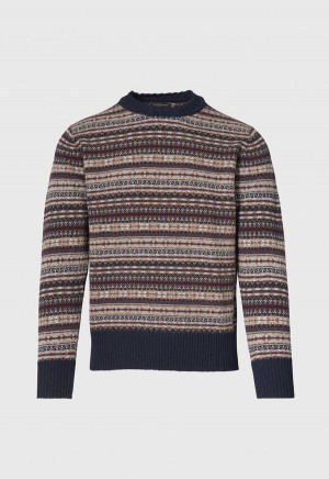 Paul Stuart Fair Isle Crewneck Navy | NZ_PAUL62623