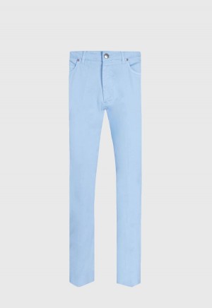 Paul Stuart Five Pocket Gabardine Twill Light Blue | NZ_PAUL61023