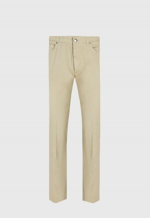 Paul Stuart Five Pocket Gabardine Twill Khaki | NZ_PAUL70842