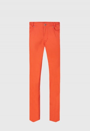 Paul Stuart Five Pocket Satin Finish Cotton Light Red | NZ_PAUL72621