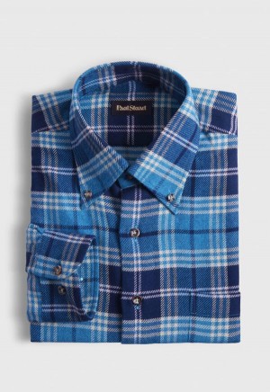 Paul Stuart Flannel Plaid Blue / Purple | NZ_PAUL73364