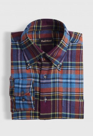 Paul Stuart Flannel Plaid Orange | NZ_PAUL54369