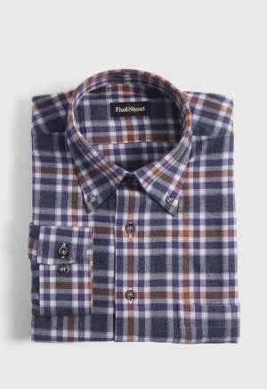 Paul Stuart Flannel Plaid Orange / Purple | NZ_PAUL40698