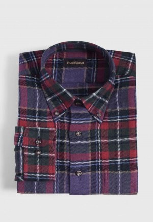 Paul Stuart Flannel Plaid Red / Purple | NZ_PAUL87708