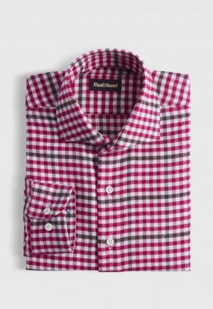Paul Stuart Flannel Small Plaid Pink | NZ_PAUL25320
