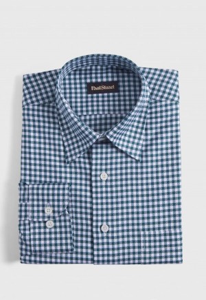 Paul Stuart Gingham Check Twill Dark Green | NZ_PAUL29352