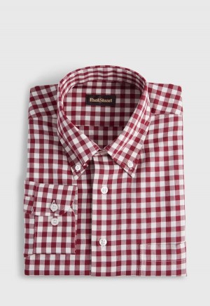 Paul Stuart Gingham Flannel Burgundy | NZ_PAUL22060
